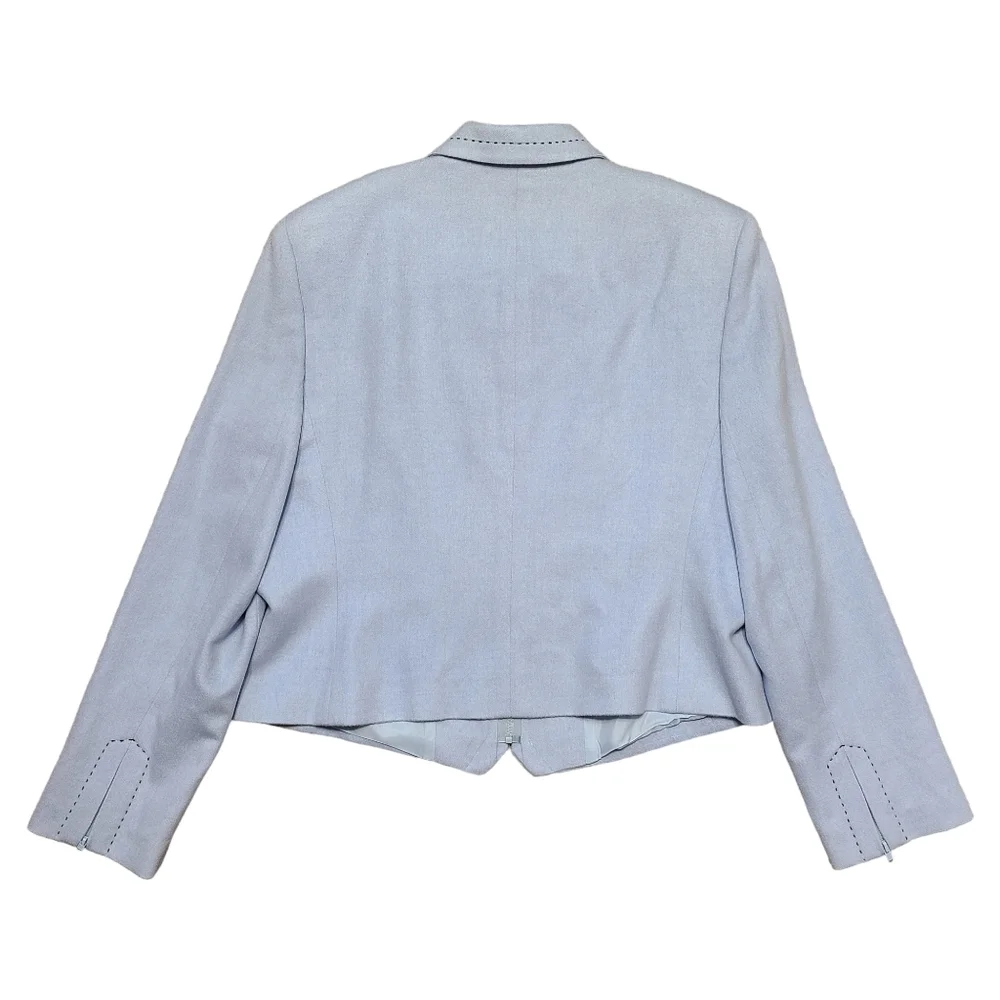 Oscar de la Renta Wool Cashmere Jacket Sky Blue - Picture 3 of 6